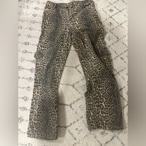 Windsor Leopard Print Cargo Pants Size Small Y2K Wide Leg